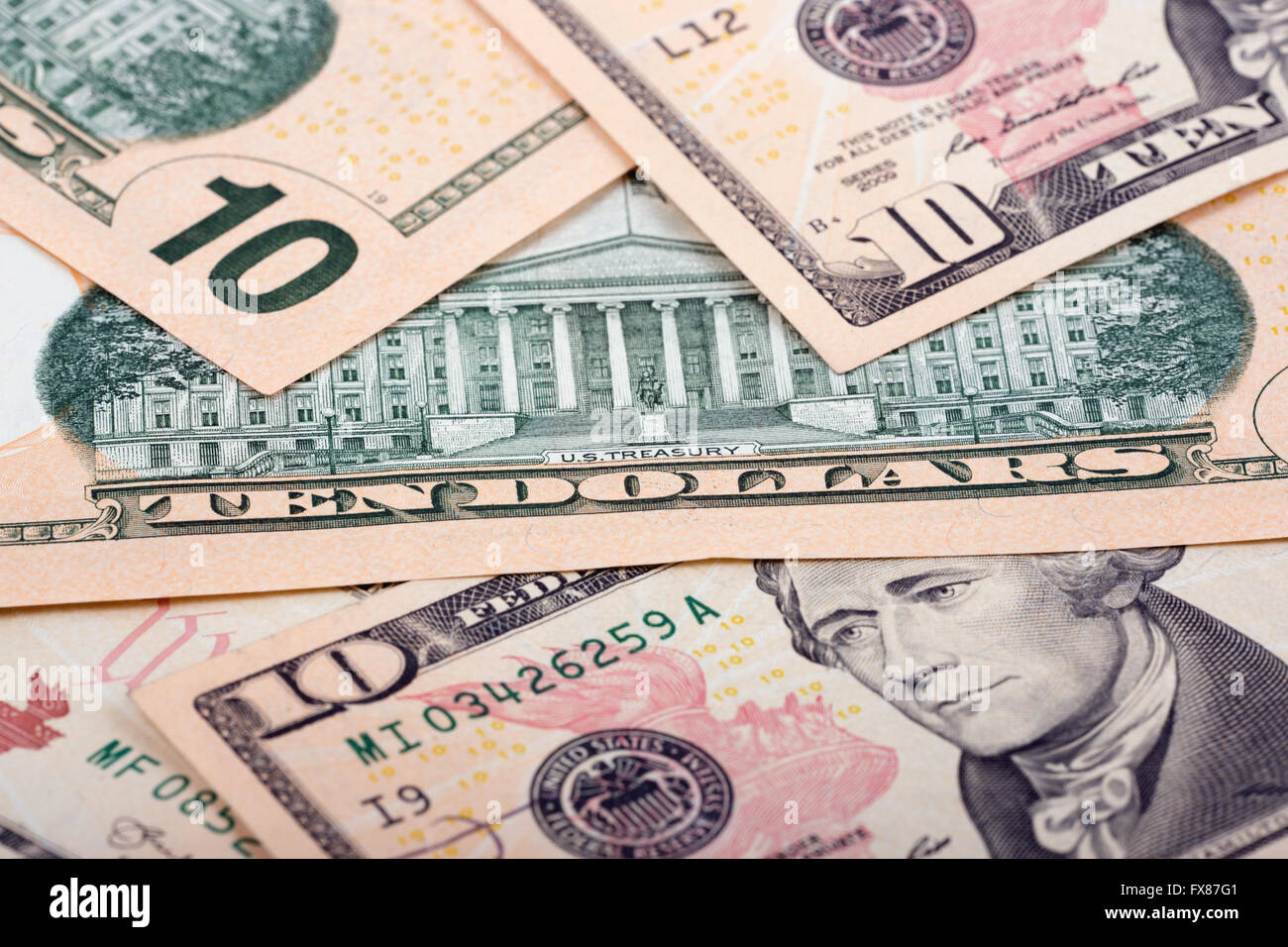 American dieci dollari, uno sfondo Foto Stock