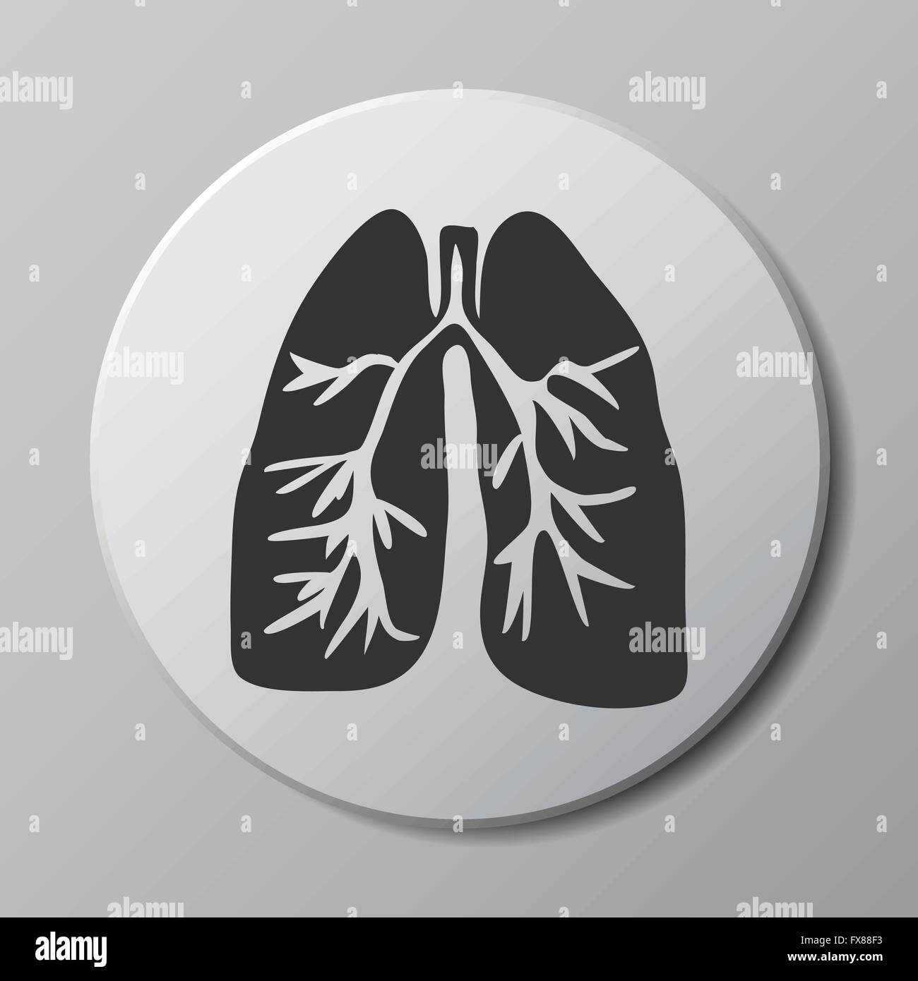 Polmoni umani grigio icona vettore Illustrazione Vettoriale