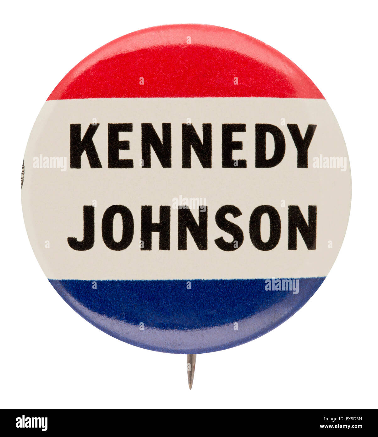 1960 Campagna Presidenziale Button per i Democratici di John F. Kennedy e Lyndon B. Johnson Foto Stock