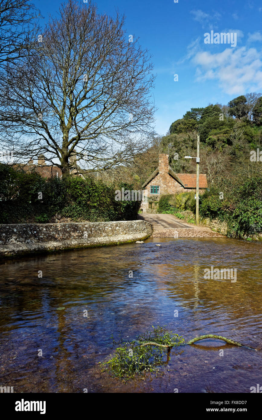 UK,Somerset,Dunster,Fiume Avill Ford vicino Ponte Gallox Foto Stock