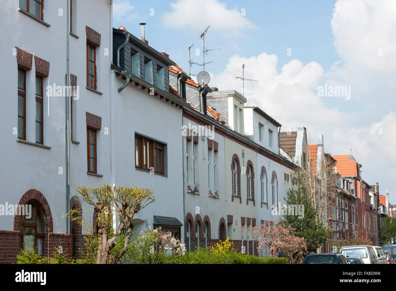 Köln, Nippes, Eisenachstrasse, wohnen in Dreifensterhäusern Foto Stock