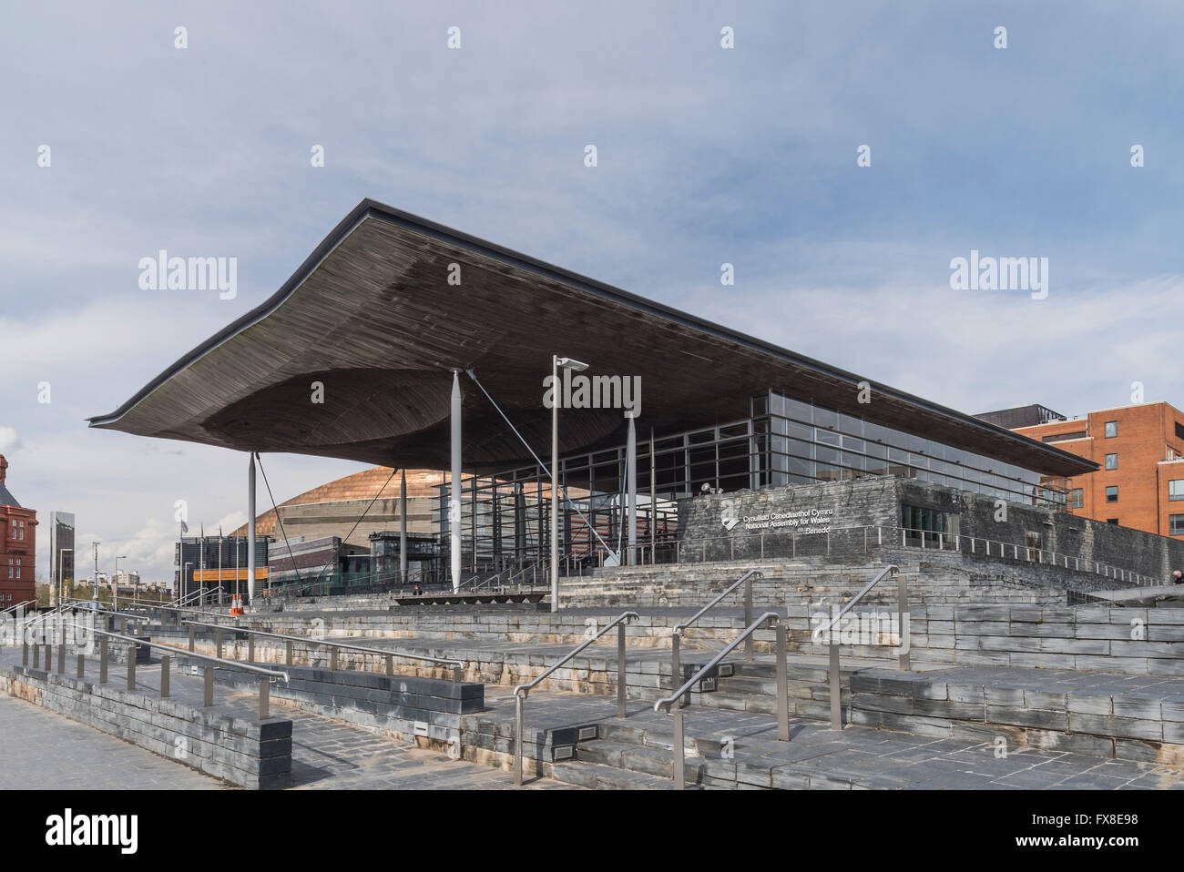 Il Welsh Assembly building in Cardiff Bay da Rogers Stirk Harbour + Partners. PHILLIP ROBERTS Foto Stock