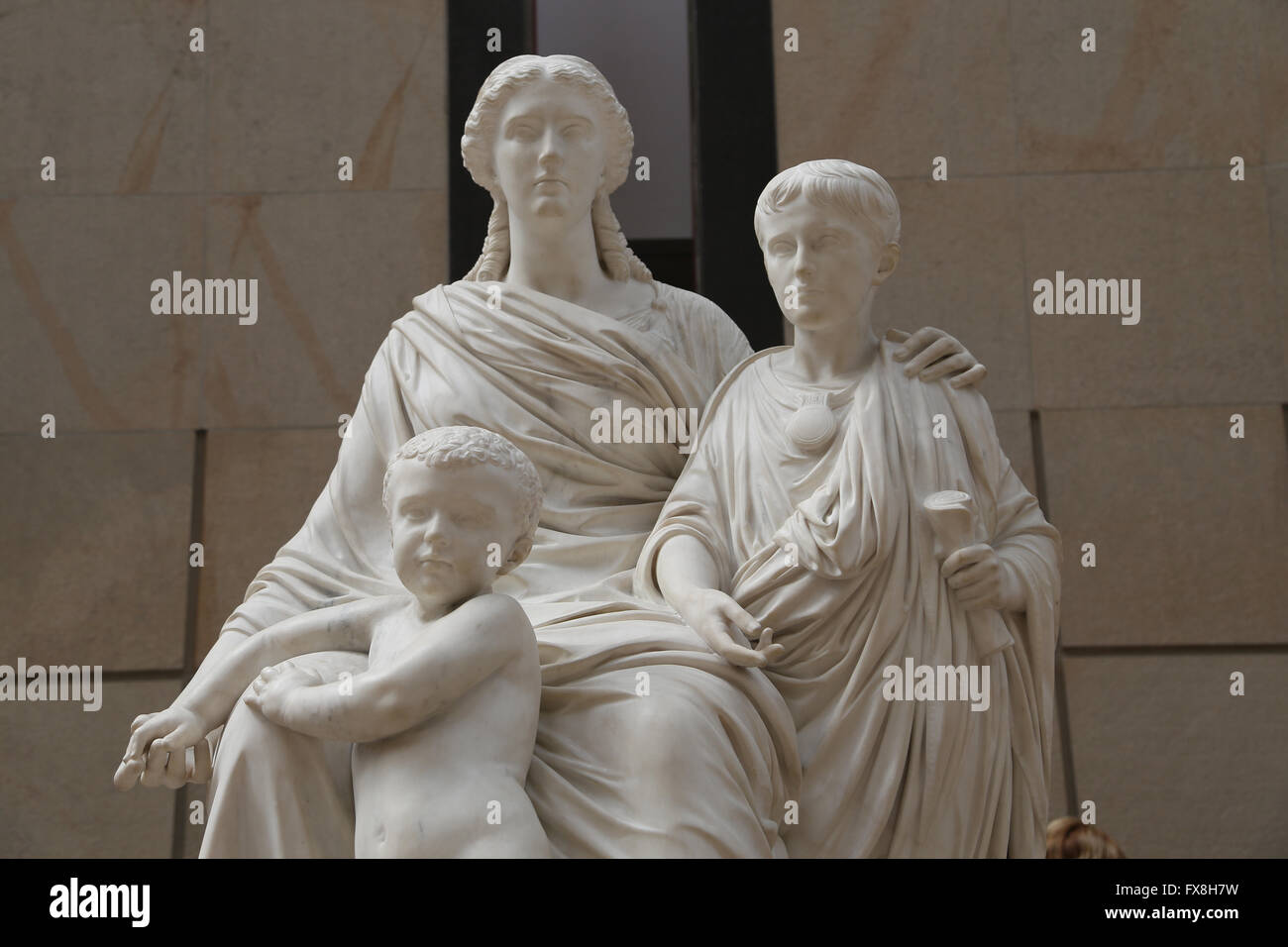 Cornelia madre dei Gracchi, 1861. Il figlio più giovane, Caio. Il sambuco, Tiberio Gracco. Dallo scultore Jules Cavelier Foto Stock