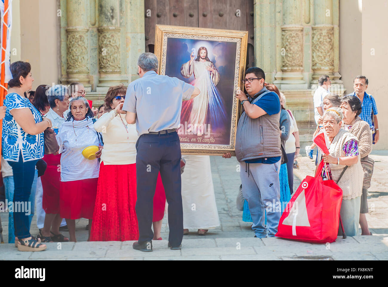 La Misericordia divina immagine è una rappresentazione di Gesù celebriamo in Oaxaca, Messico Foto Stock