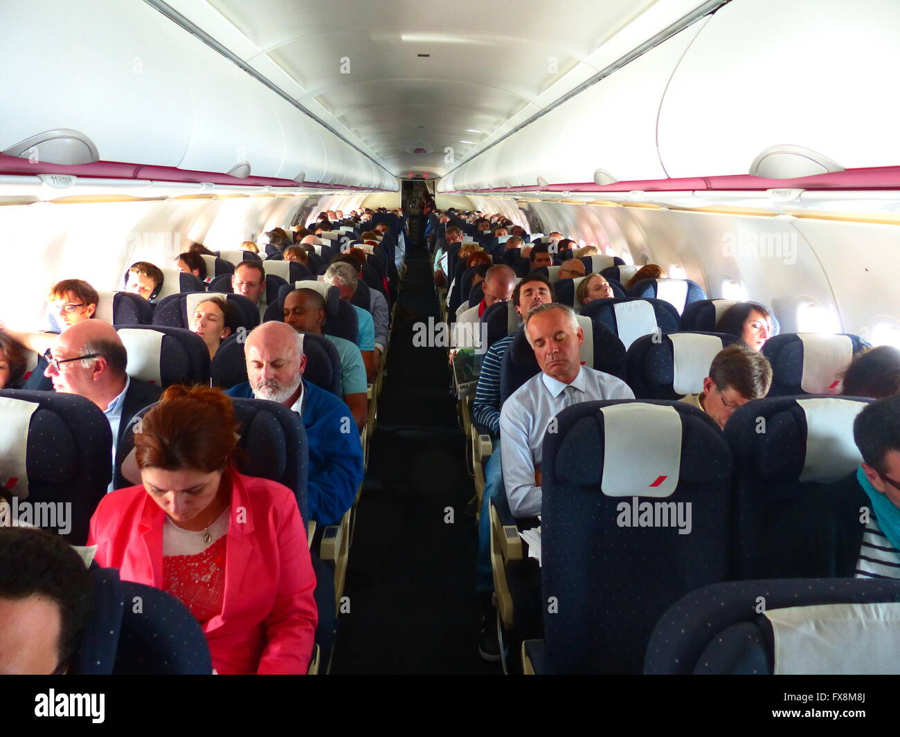 Volo Air France, passeggeri relax a bordo Foto Stock