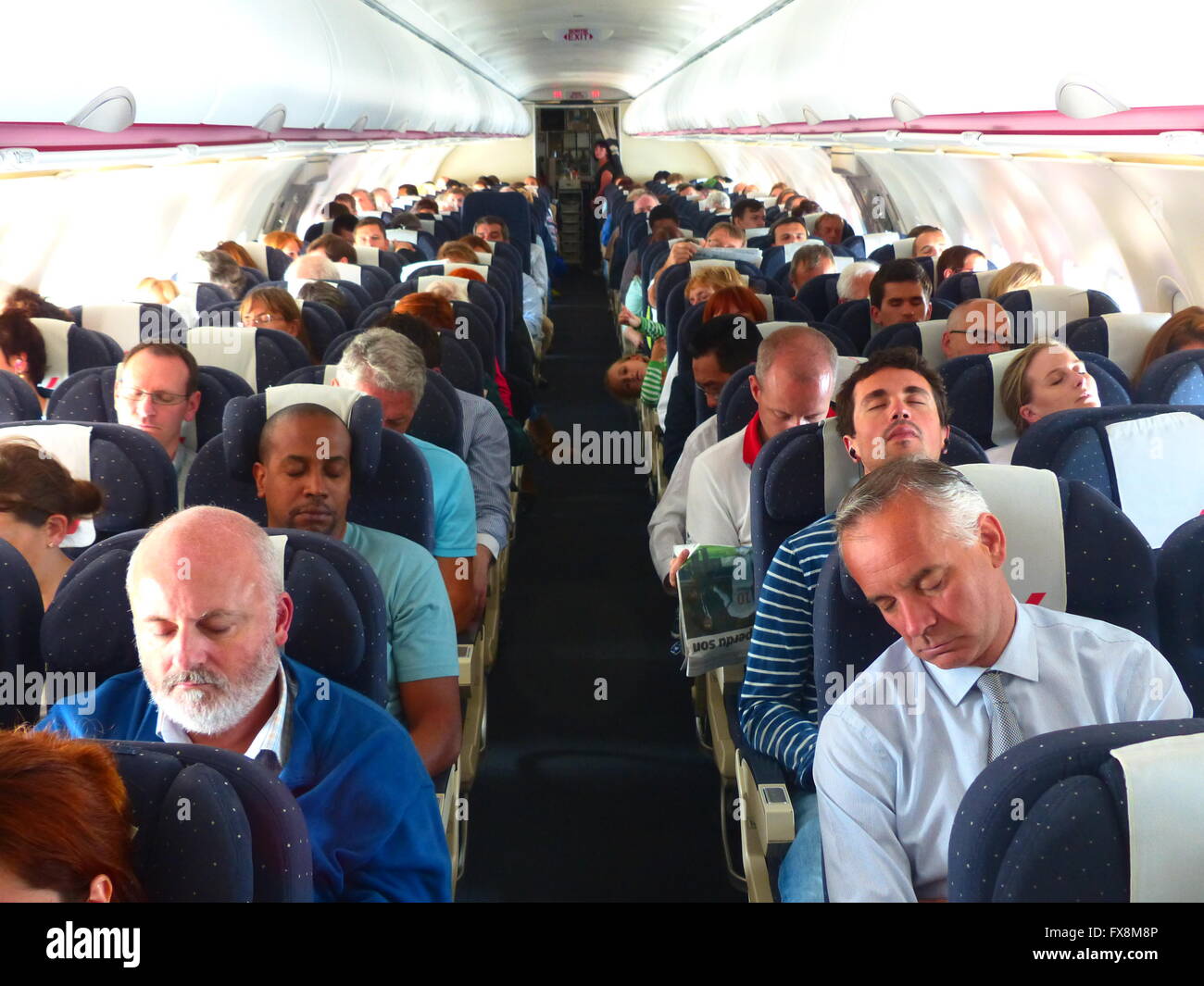 Volo Air France, passeggeri relax a bordo Foto Stock