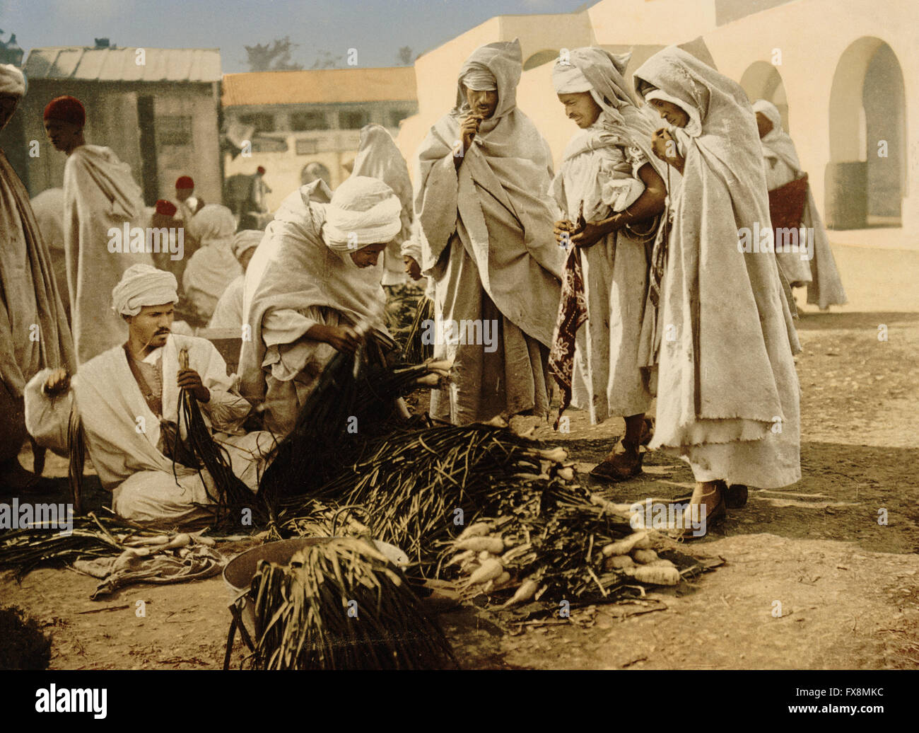 Mercato, Biskra, Algeria, Photochrome Stampa, circa 1899 Foto Stock