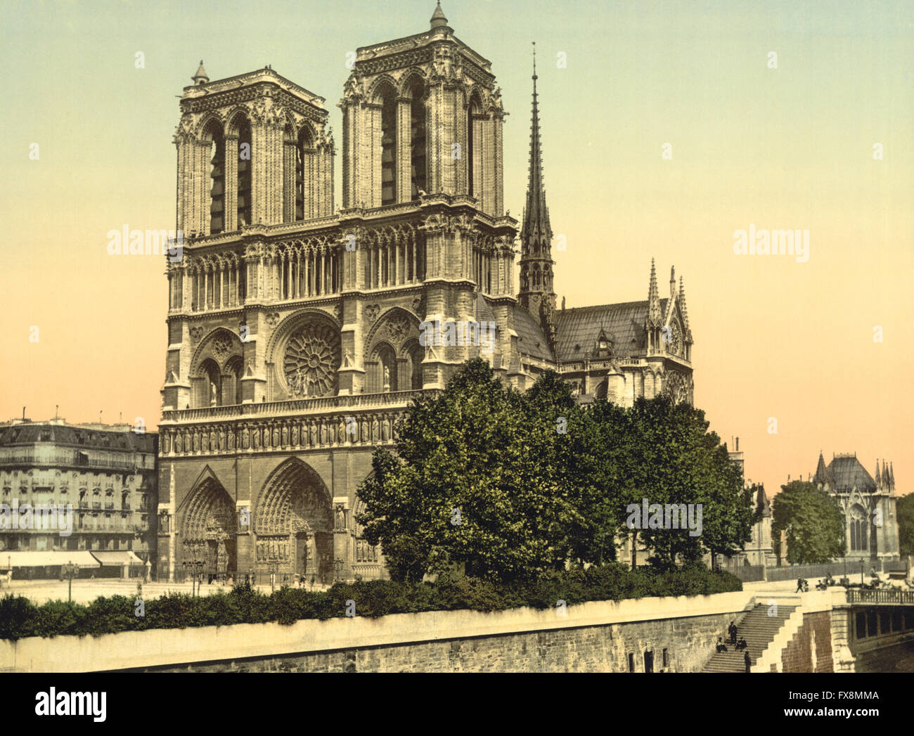 La cattedrale di Notre Dame, Paris, Francia, Photochrome Stampa, circa 1900 Foto Stock