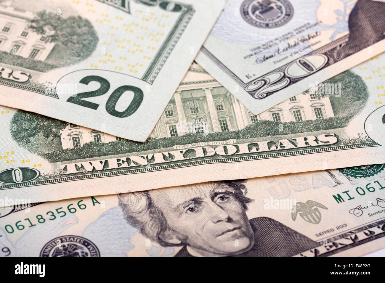 American venti dollari, uno sfondo Foto Stock