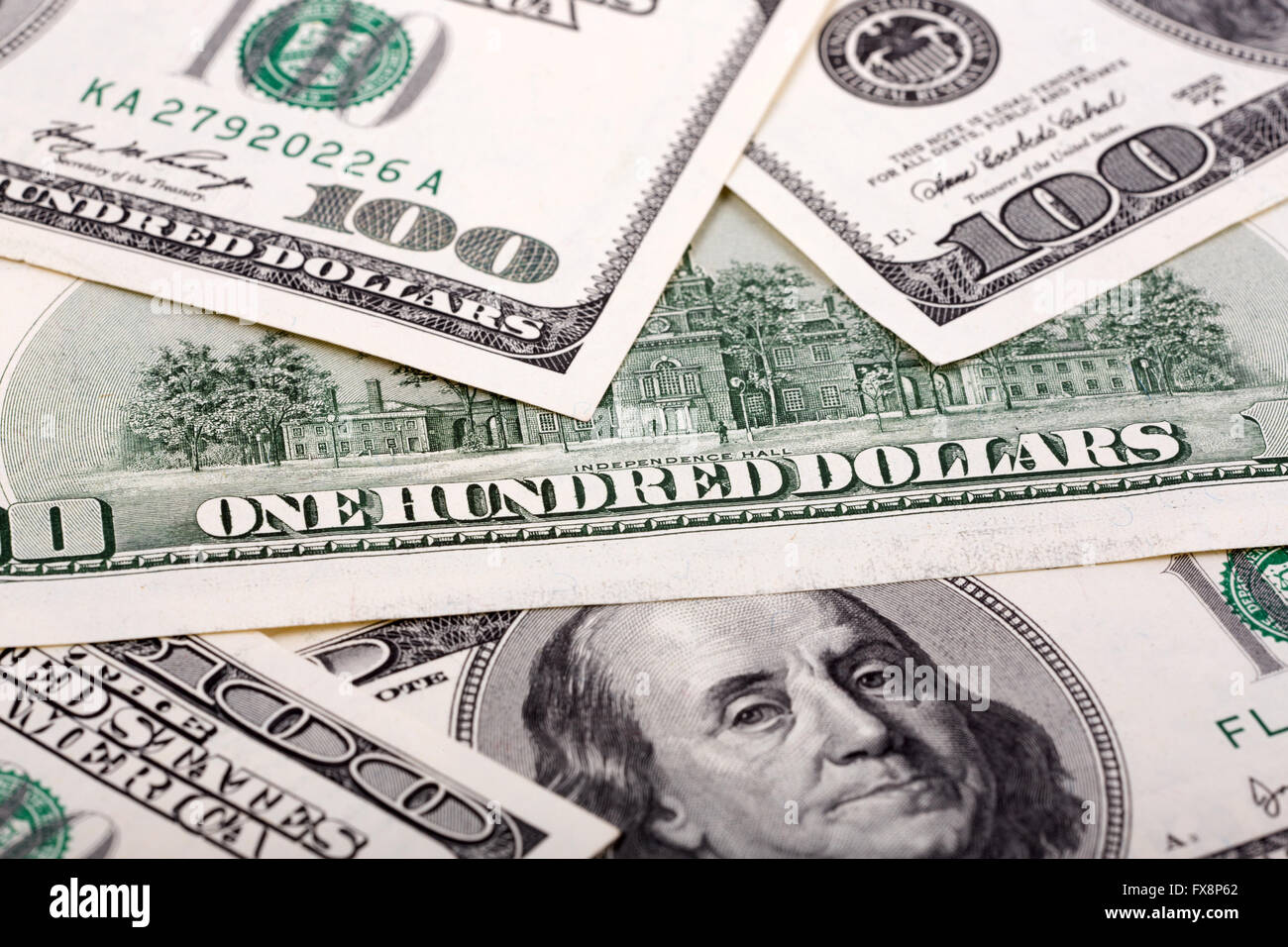 American un centinaio di dollari, uno sfondo Foto Stock