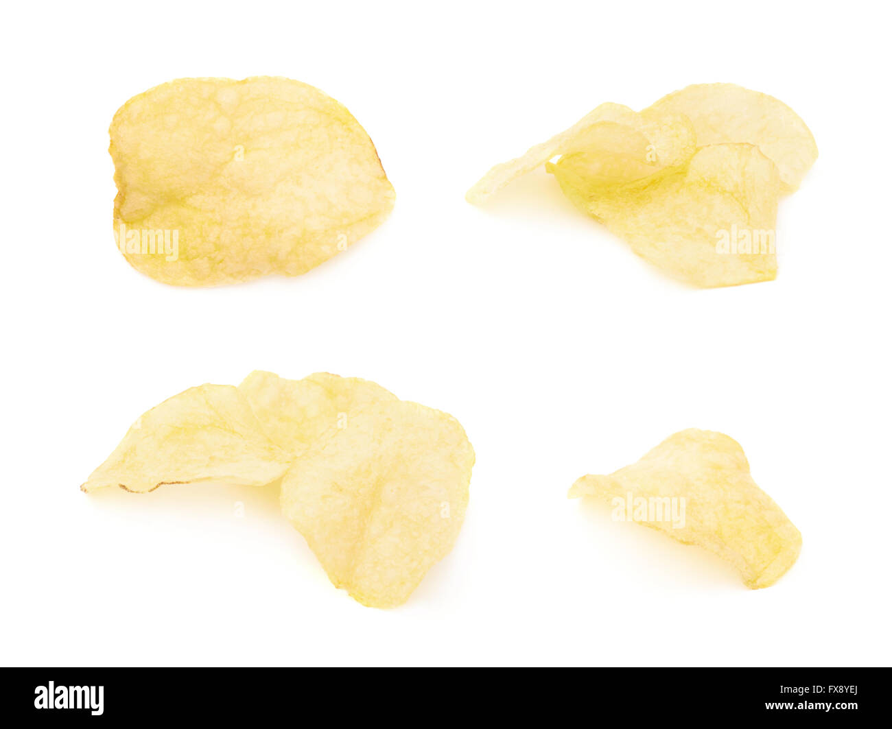 Giallo potato chips isolato Foto Stock