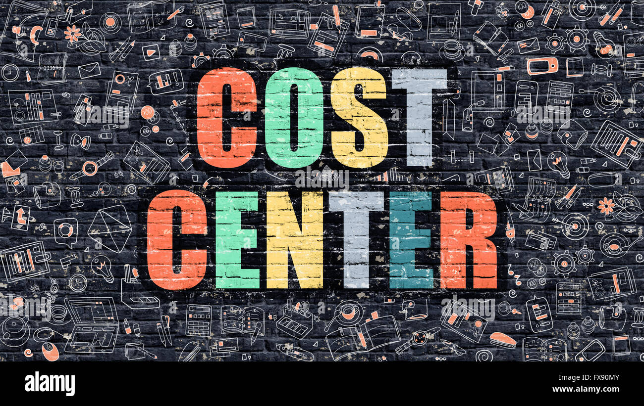 Il centro di costo concetto con Doodle icone del design. Foto Stock