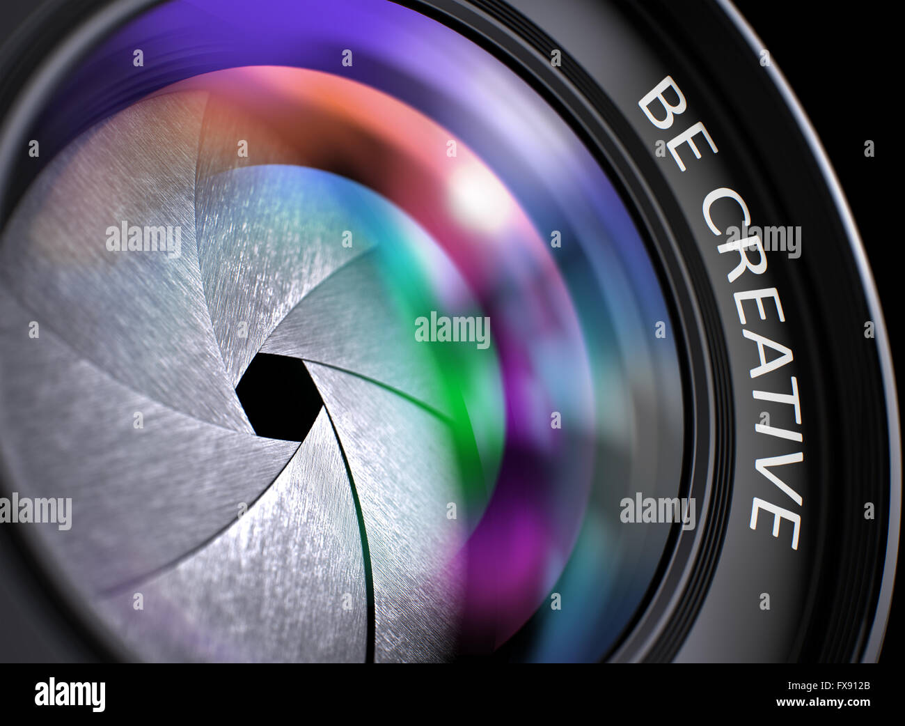 Essere creativi concetto su Obiettivo per fotocamera digitale . Foto Stock