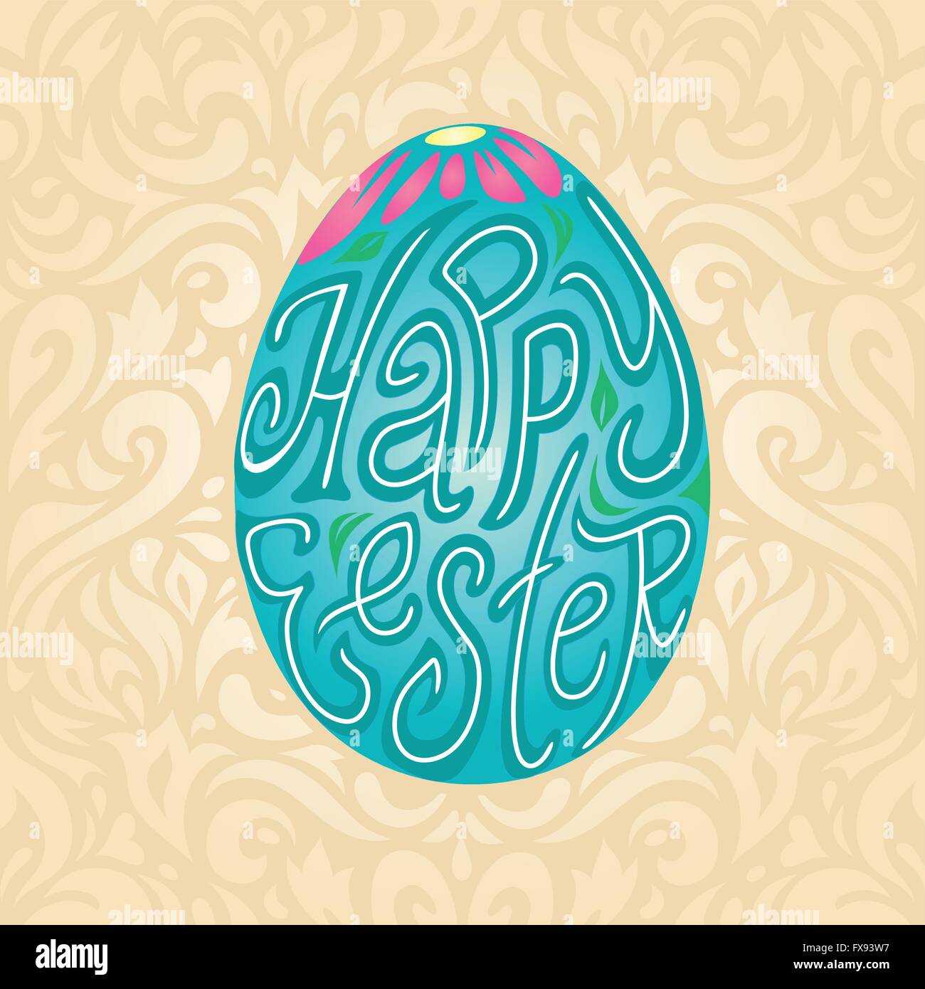 Felice Pasqua biglietto di auguri con uno sfondo con la tipografia calligrafico testo in uova colorate Illustrazione Vettoriale Felice Pasqua biglietto di auguri con uno sfondo con la tipografia calligrafico testo in uova colorate Illustrazione Vettoriale