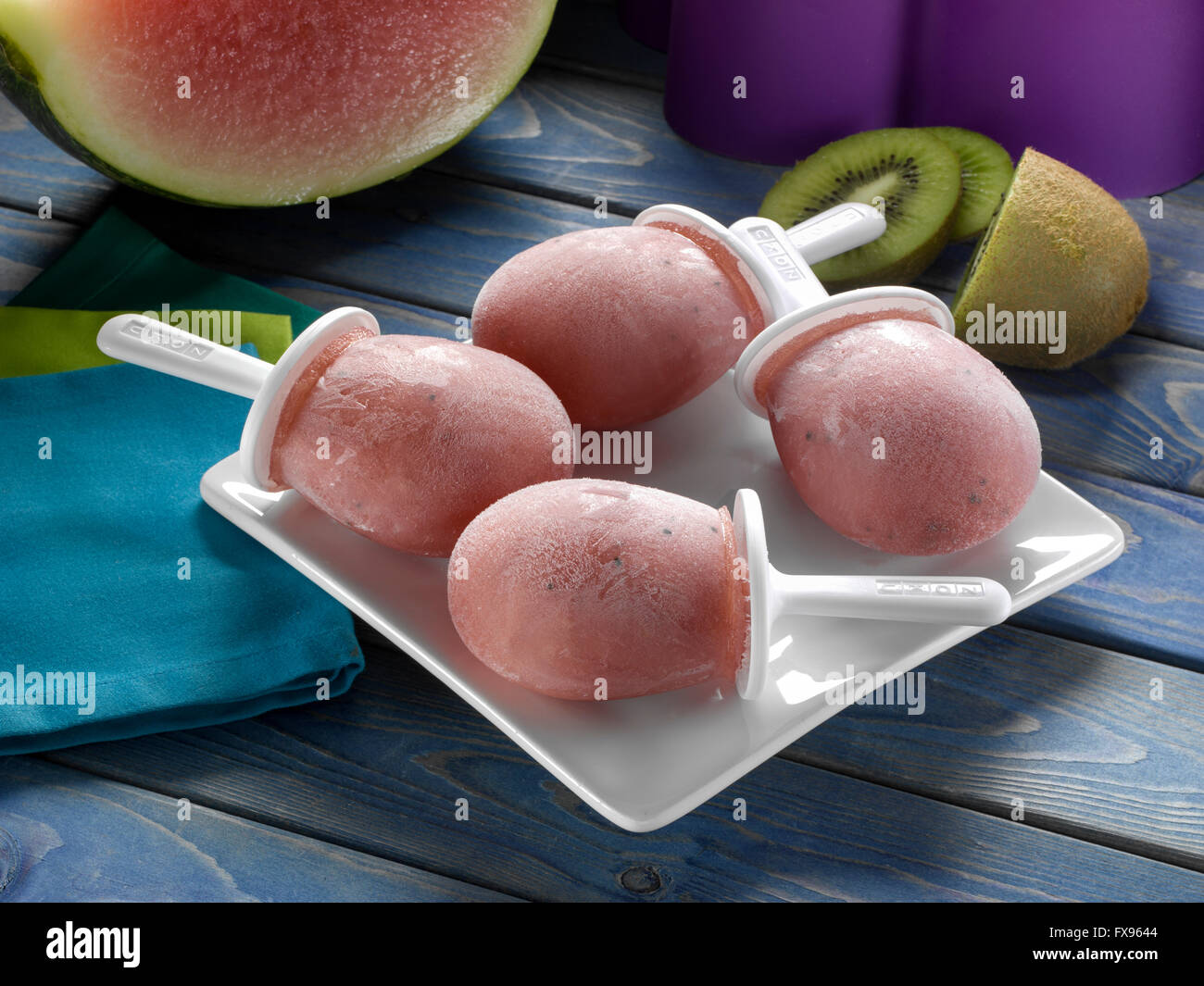 Kiwi popsicles melone Foto Stock