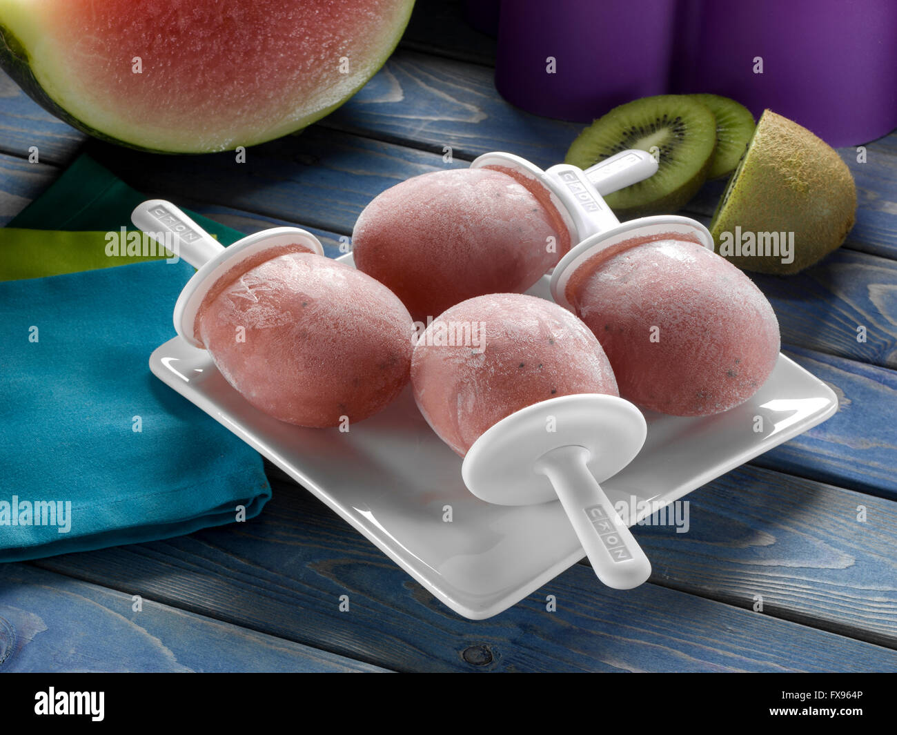 Kiwi popsicles melone Foto Stock