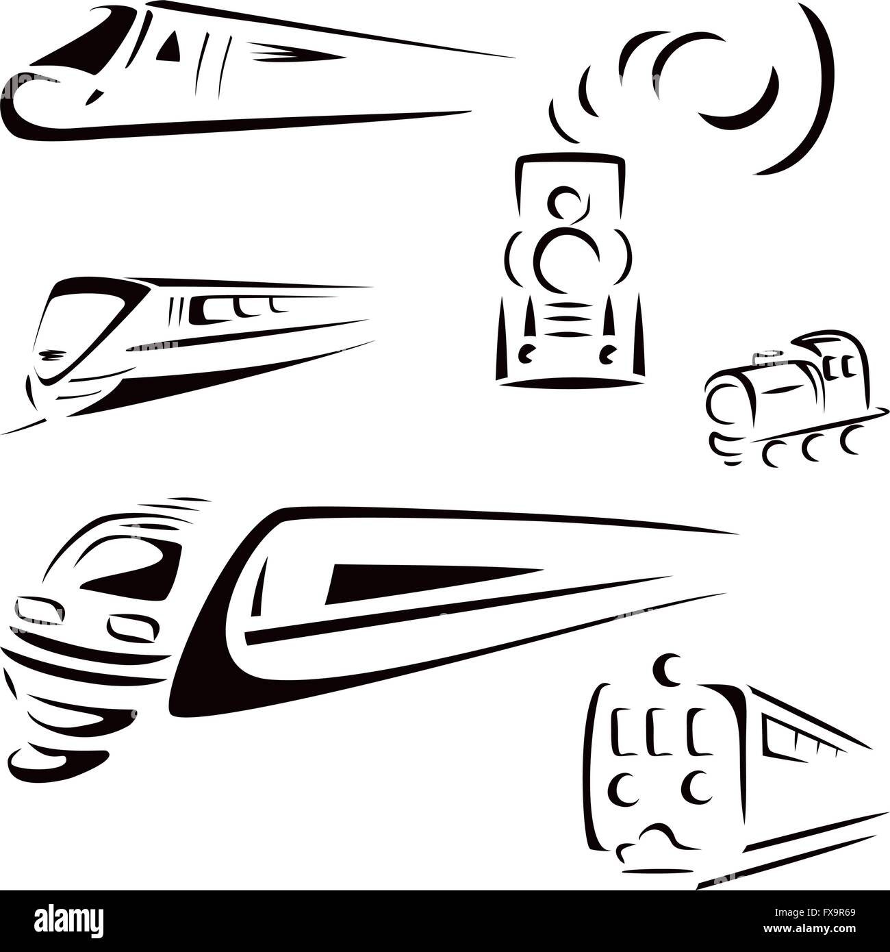 Simboli di treno Illustrazione Vettoriale