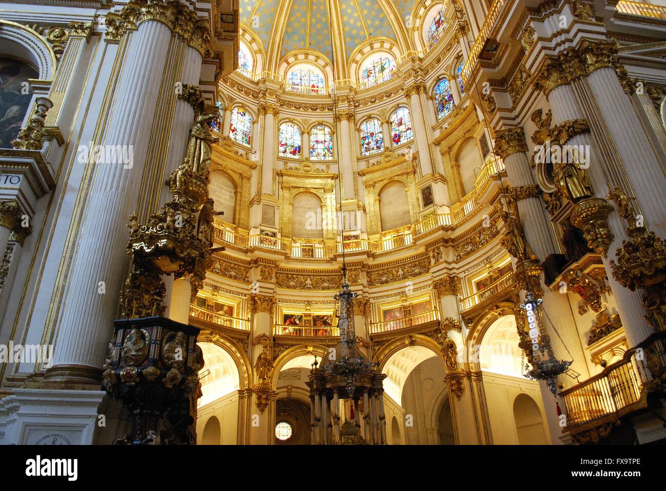 La Capilla Mayor all'interno della Santa Maria de la Encarnacion, Cattedrale di Granada, provincia di Granada, Andalusia, Spagna, Europa. Foto Stock