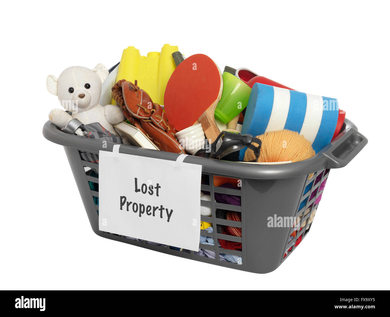 Oggetti Smarriti bin Foto Stock
