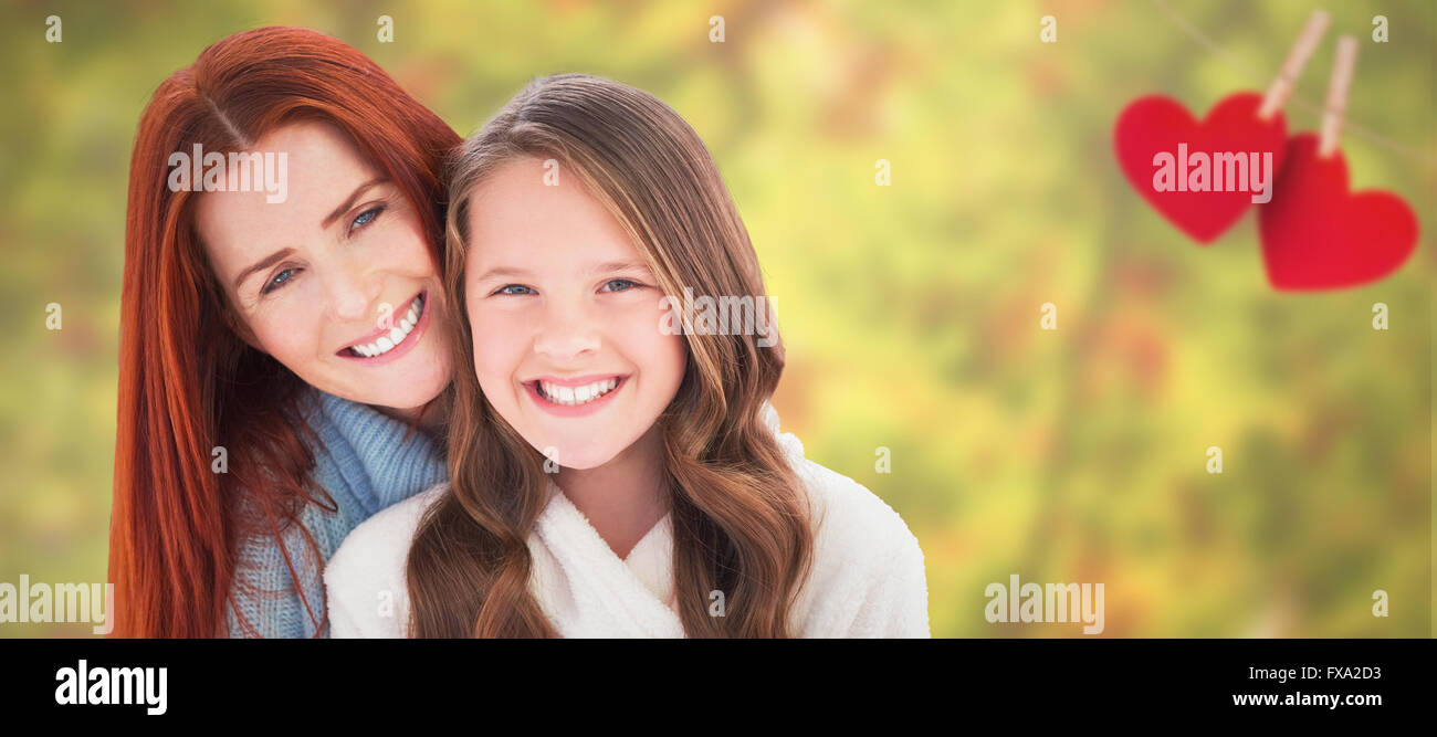 Immagine composita del ritratto di felice madre e figlia Foto Stock