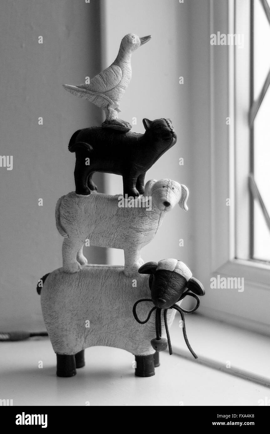 Animale da azienda di ornamenti, in bianco e nero Foto Stock