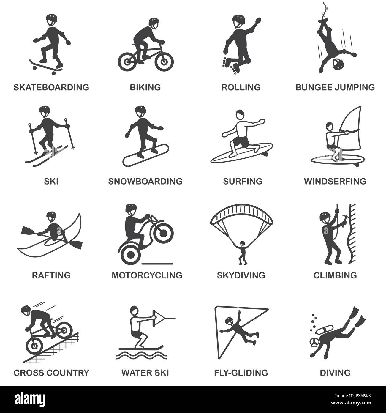 Sport estremi set di icone Illustrazione Vettoriale