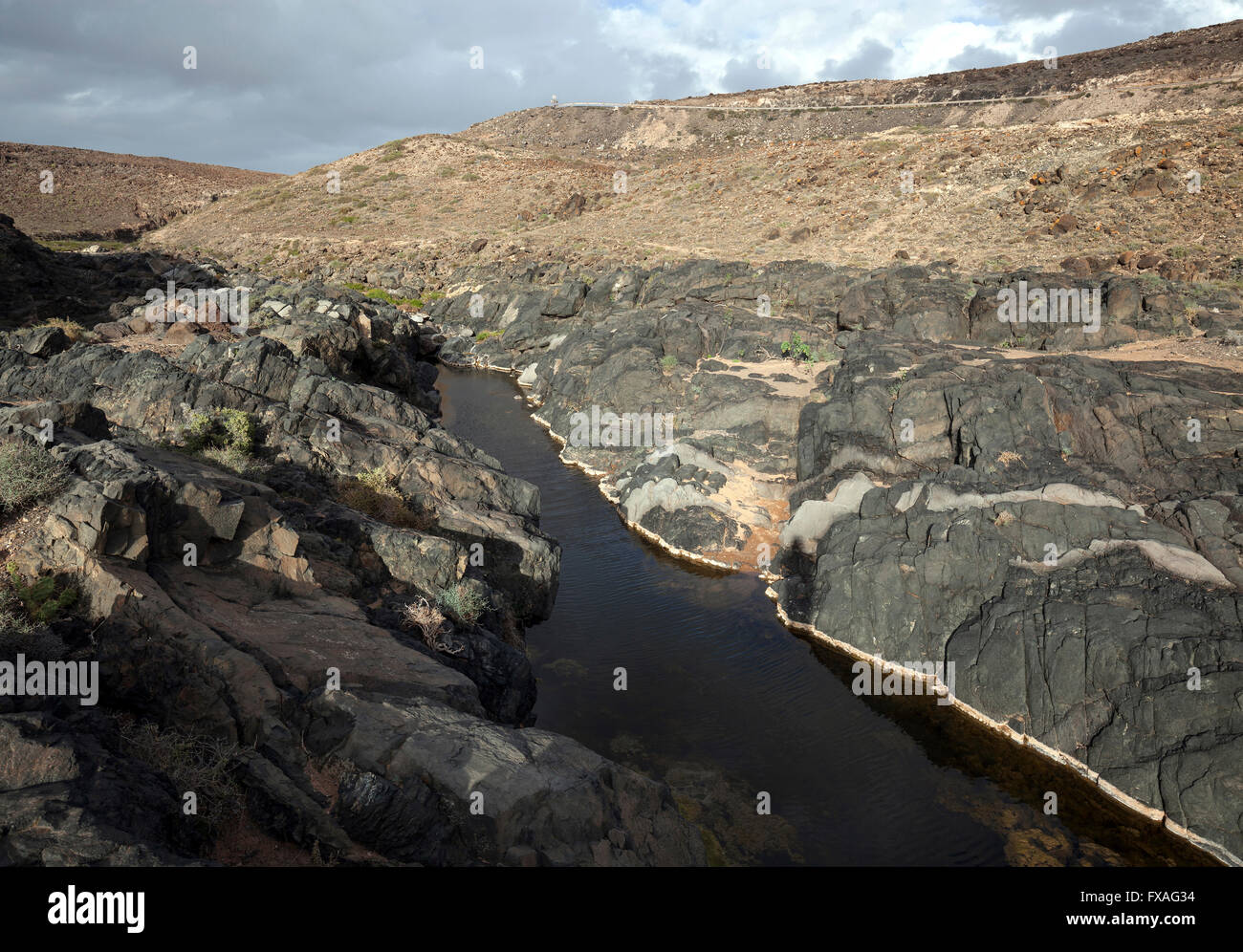 Fiume nel Barranco de los Molinos, a Los Molinos, Fuerteventura, Isole Canarie, Spagna Foto Stock