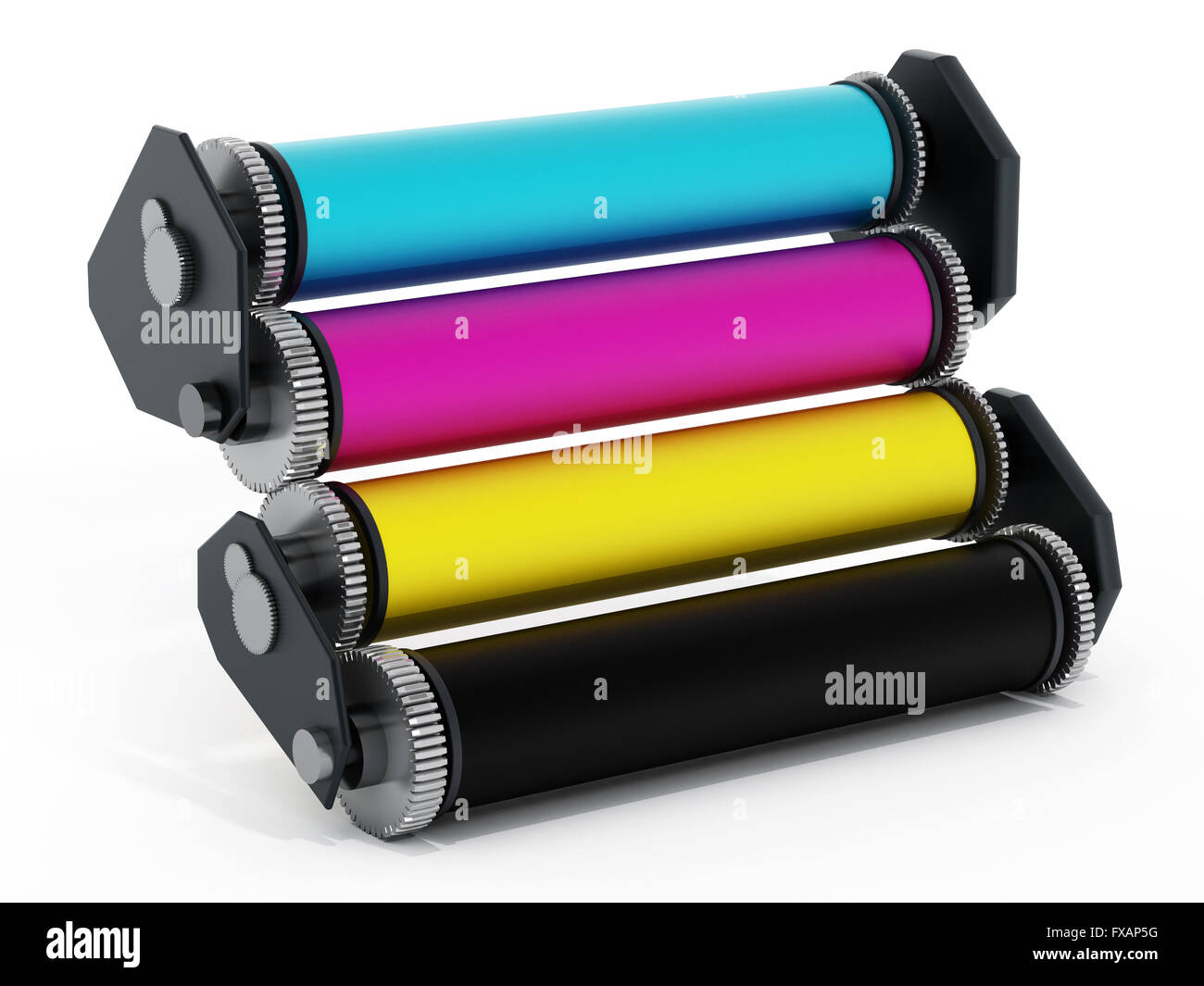 Stampante CMYK cilindri isolati su sfondo bianco Foto stock - Alamy