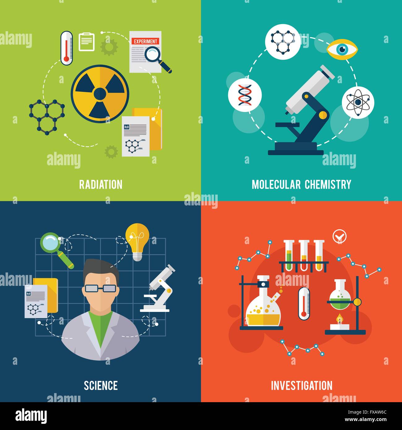 Chemistry Set piatto Illustrazione Vettoriale