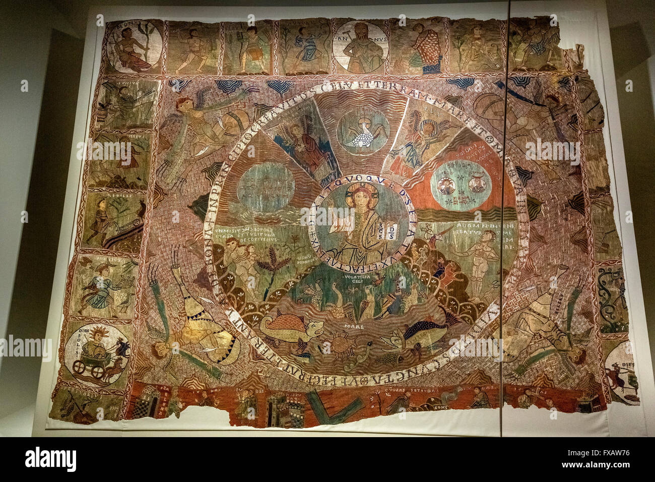 Tapis de la creació, creazione tappeto dal secolo XI, Duomo di Santa Maria di Gerona, il centro di Dio creatore,Spagna Foto Stock
