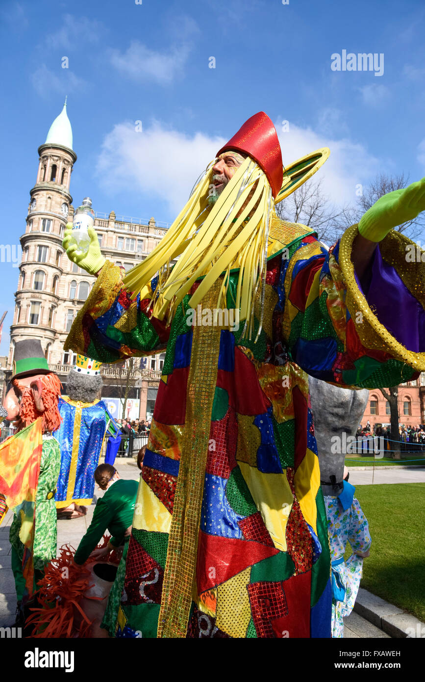 La festa di san Patrizio Parade Belfast Irlanda del Nord Dublino Foto Stock