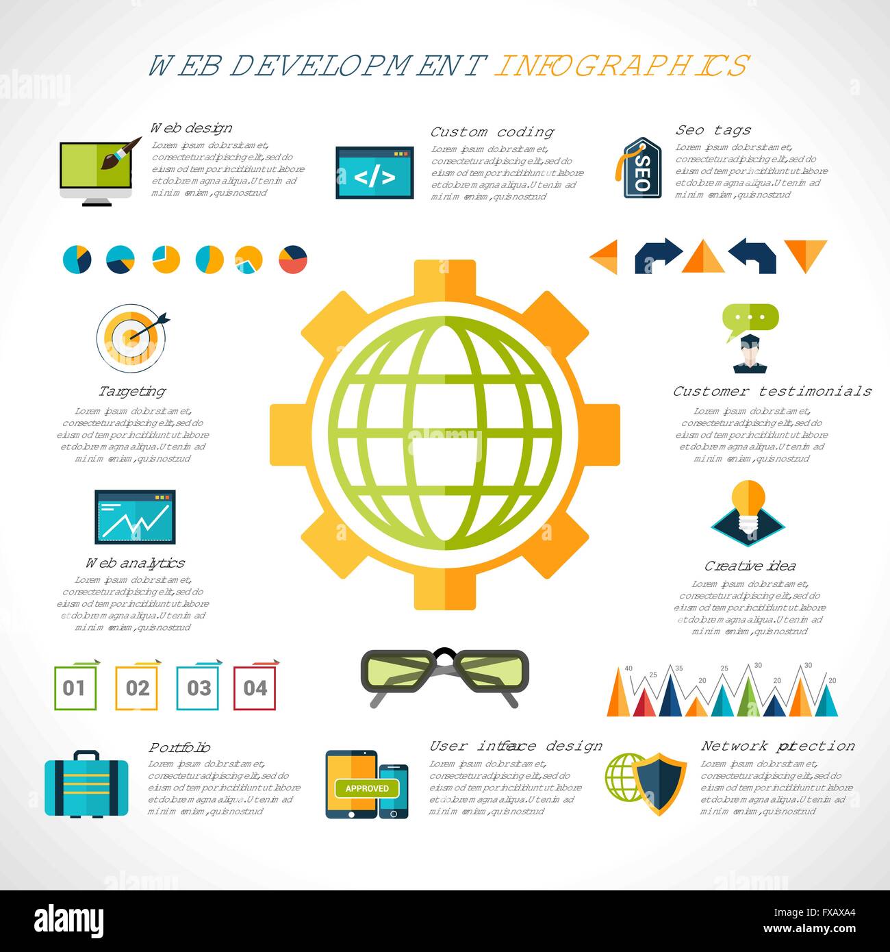 Sviluppo Web Infographics Illustrazione Vettoriale