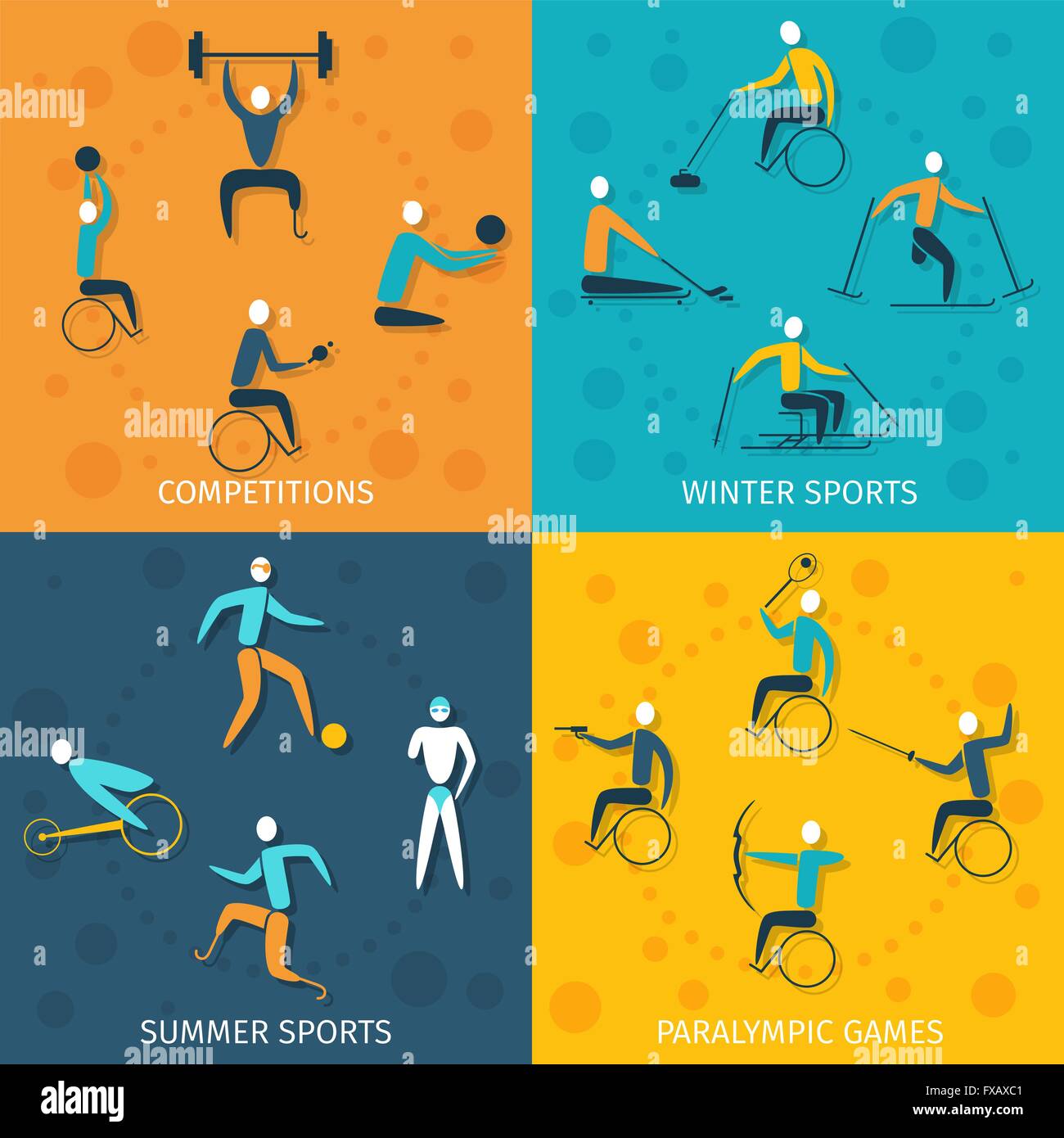 Sport disabili impostato Illustrazione Vettoriale