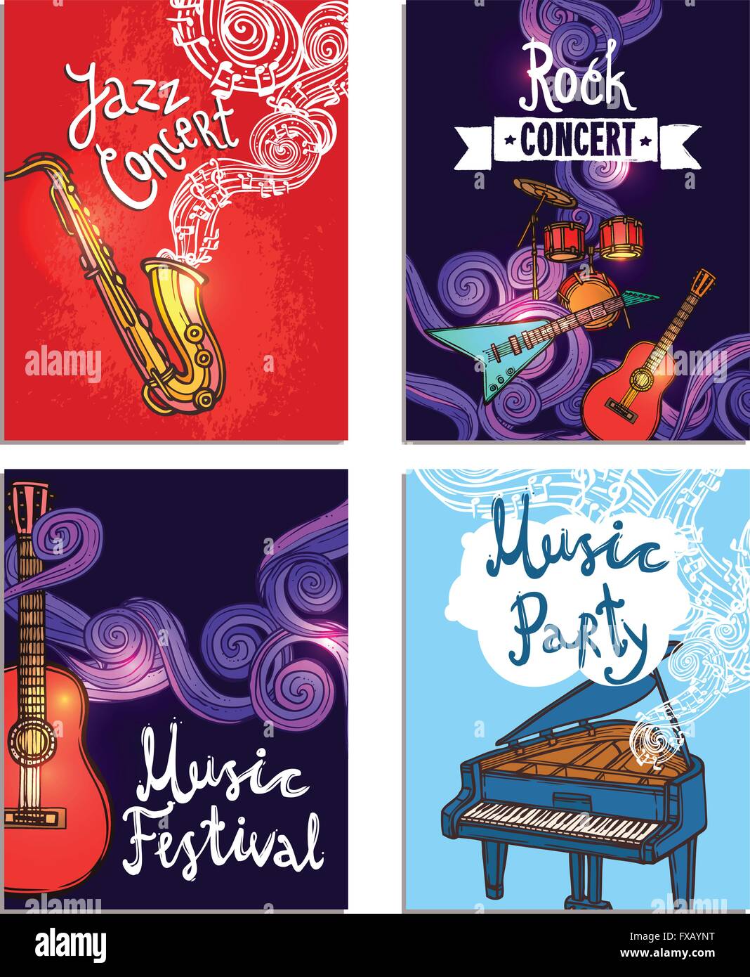 Musica Mini Set di poster Illustrazione Vettoriale