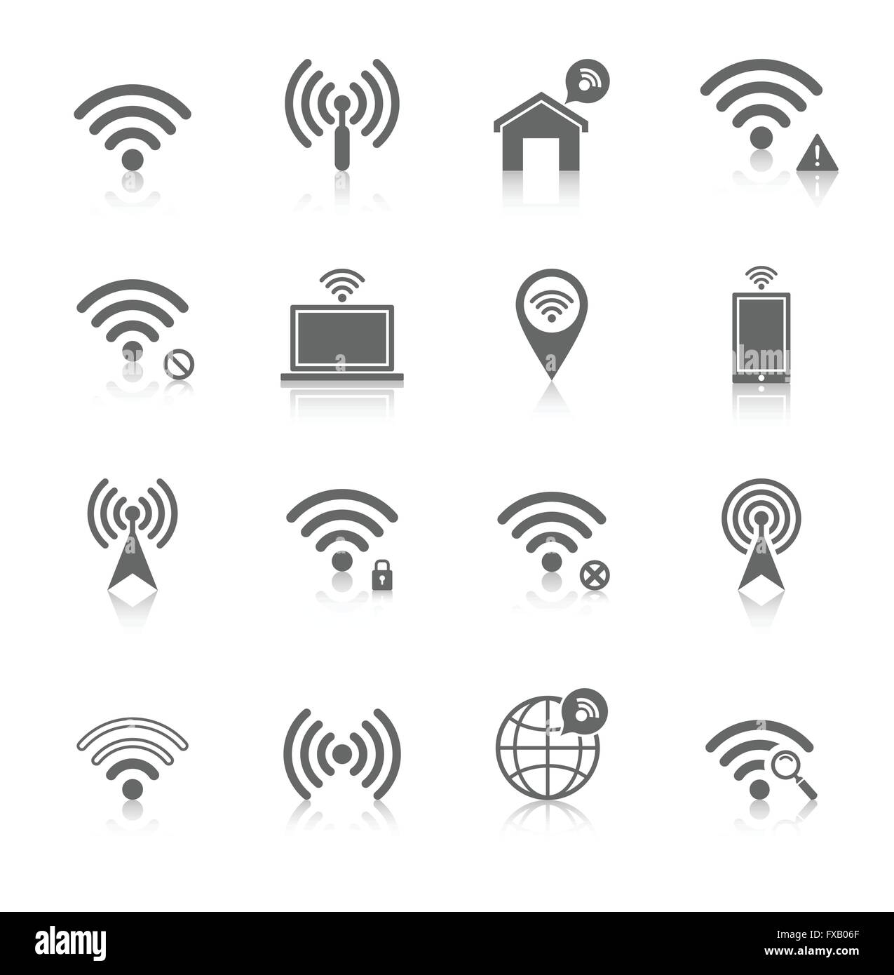 Set di icone di connessione Wi-fi Illustrazione Vettoriale