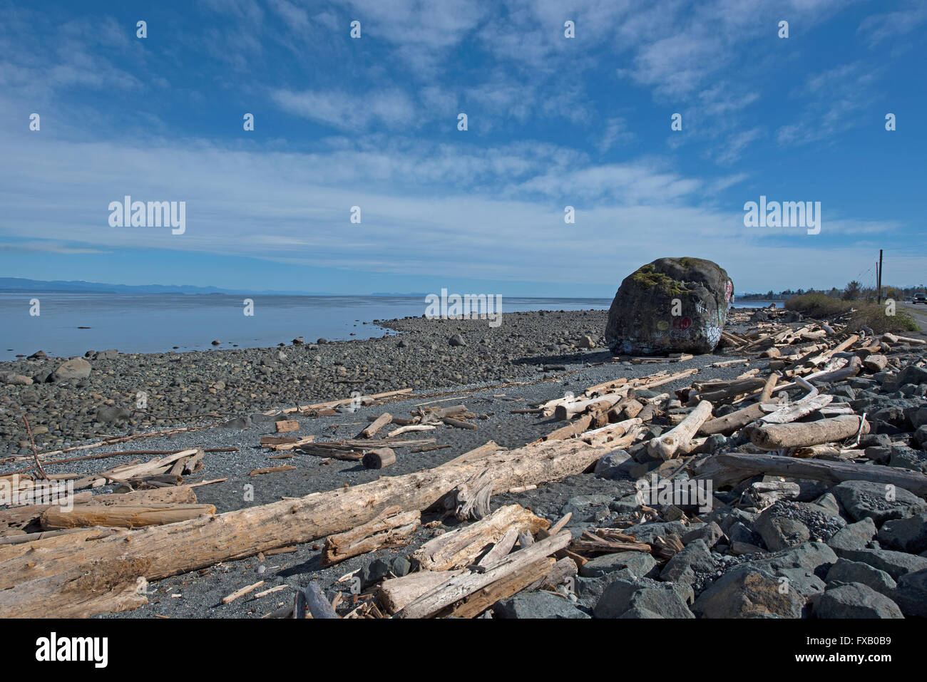 "Big Rock' Campbell River, stretto di Georgia, l'isola di Vancouver BC Geological Ice Age reliquia, verniciato colorato. SCO 10,309. Foto Stock