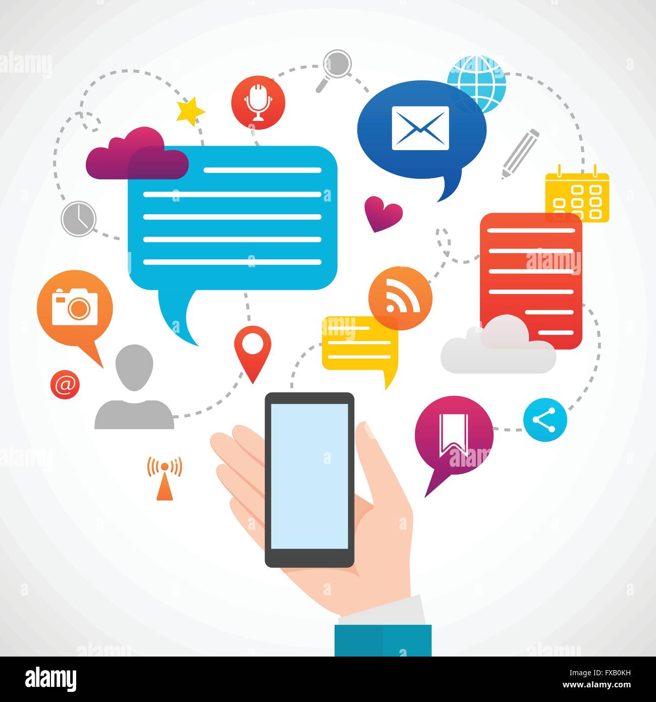 Mobile social network media concept Illustrazione Vettoriale