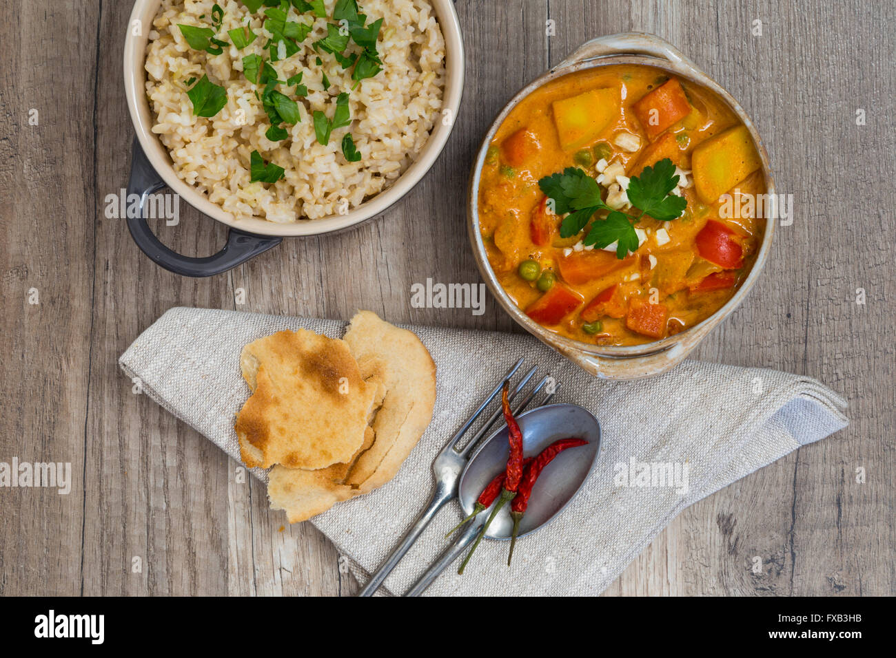 Vegetali farine di curry Foto Stock