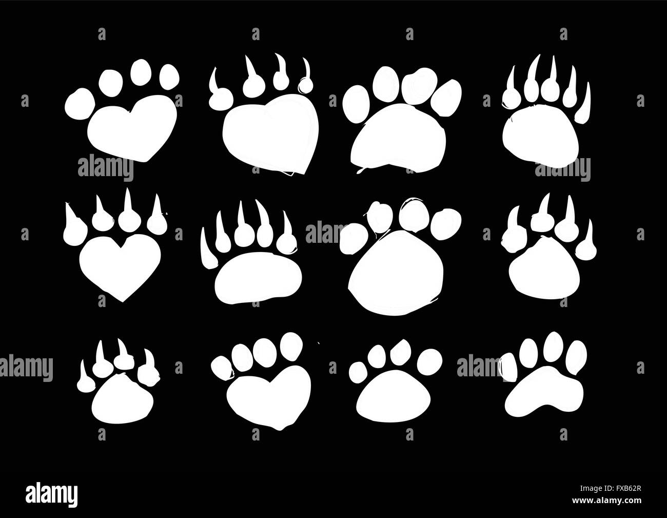 Orme di animali sagome Illustrazione Vettoriale