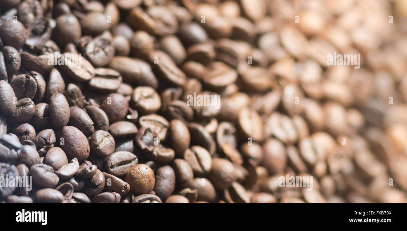 I chicchi di caffè sfondo, concetti di bevande Foto Stock