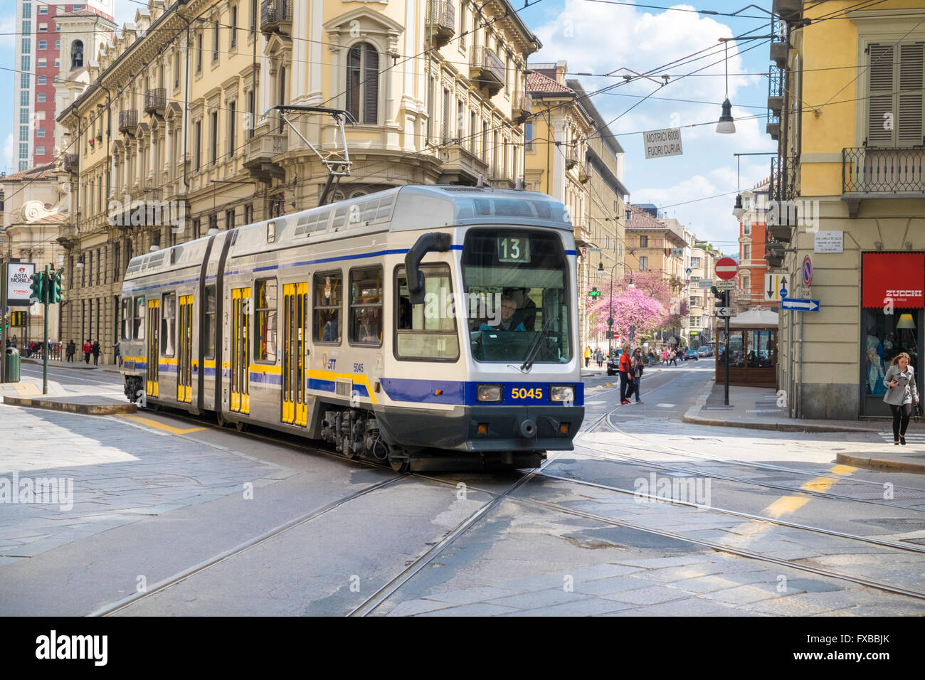 I tram a Torino, Piemonte, Italia Foto Stock