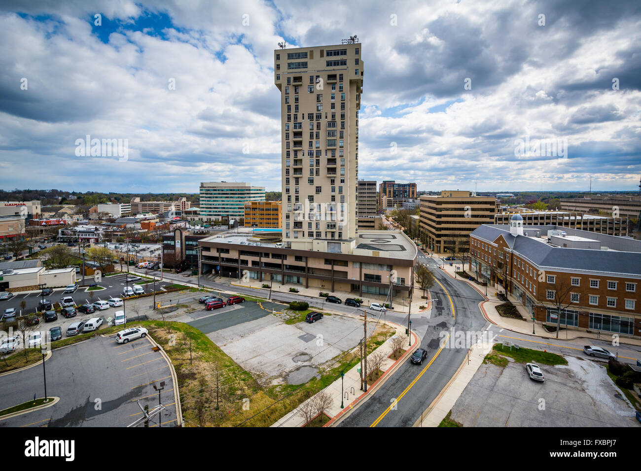 Vista di edifici di Towson, Maryland. Foto Stock