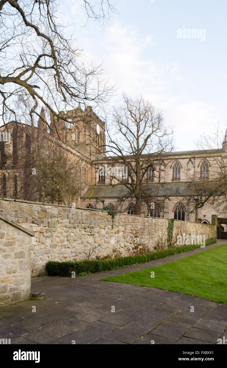 Architettura di Hexham Abbey a Hexham, Northumberland Foto Stock