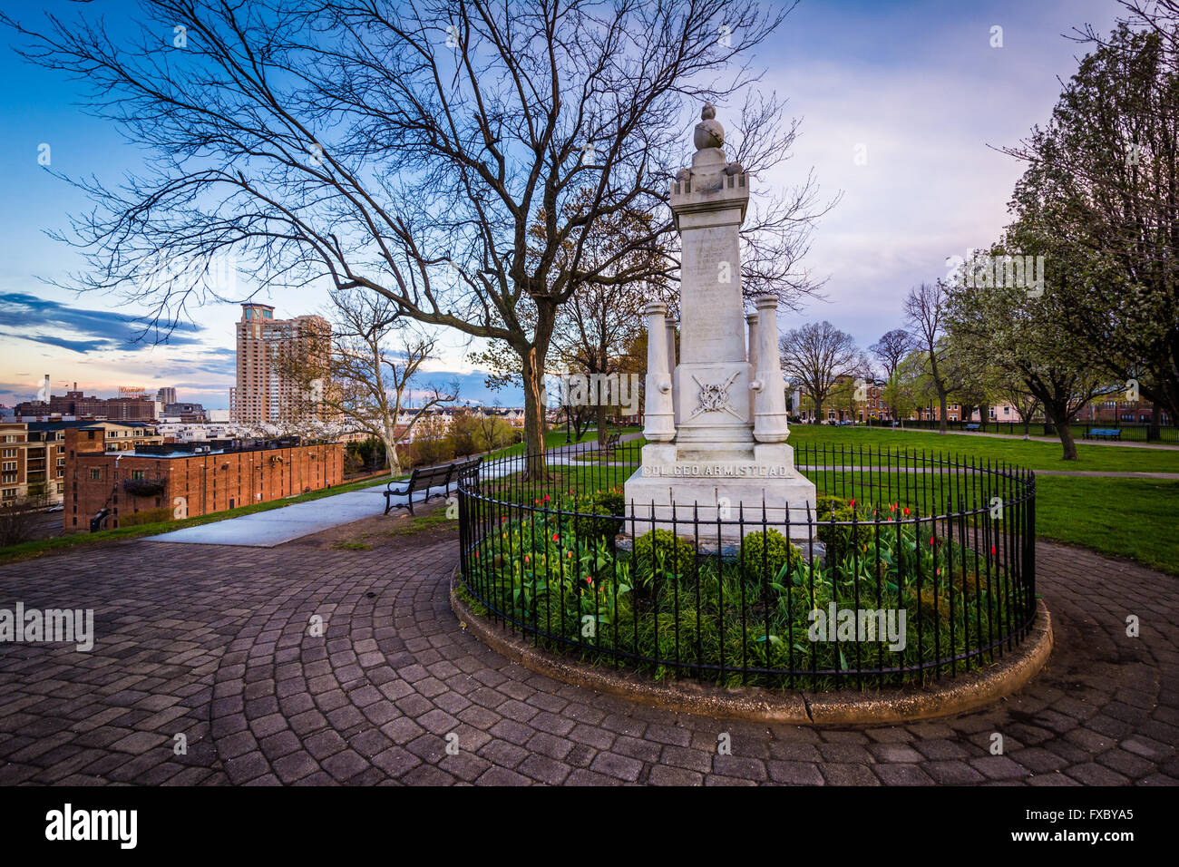 Un monumento al Federal Hill Park, a Baltimora, Maryland. Foto Stock
