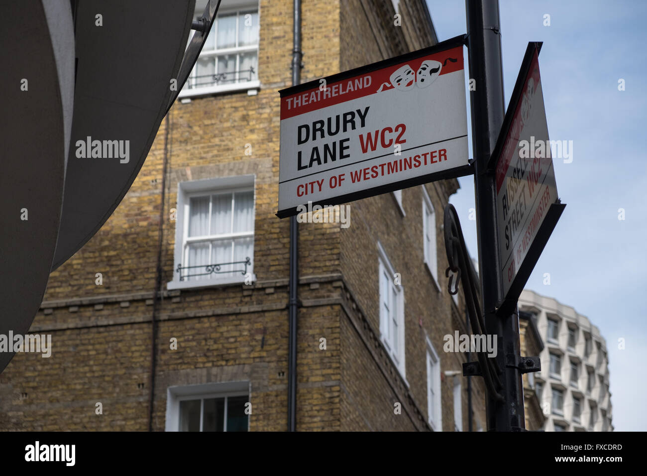 Drury Lane "Theatreland' firmare a Londra in Inghilterra Foto Stock