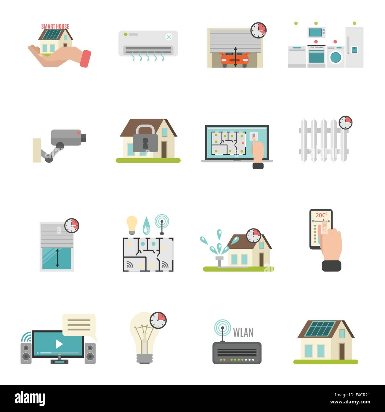Smart House set di icone Illustrazione Vettoriale