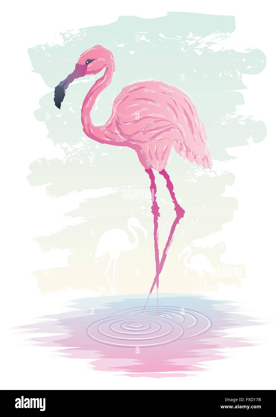 Illustrazione astratta di Flamingo. Nessuna trasparenza utilizzato. Basic (lineare) gradienti utilizzati. Illustrazione Vettoriale