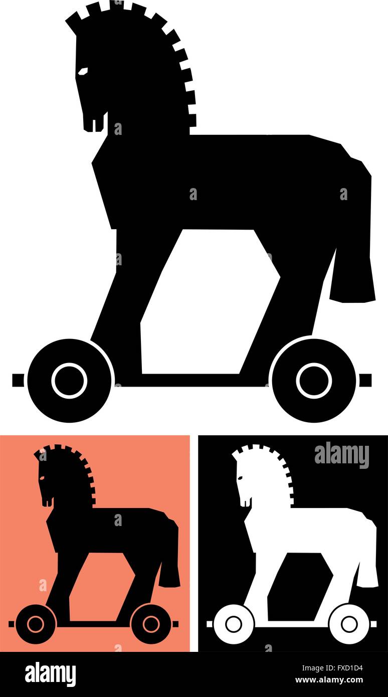Illustrazione stilizzata del cavallo di Troia. Illustrazione Vettoriale