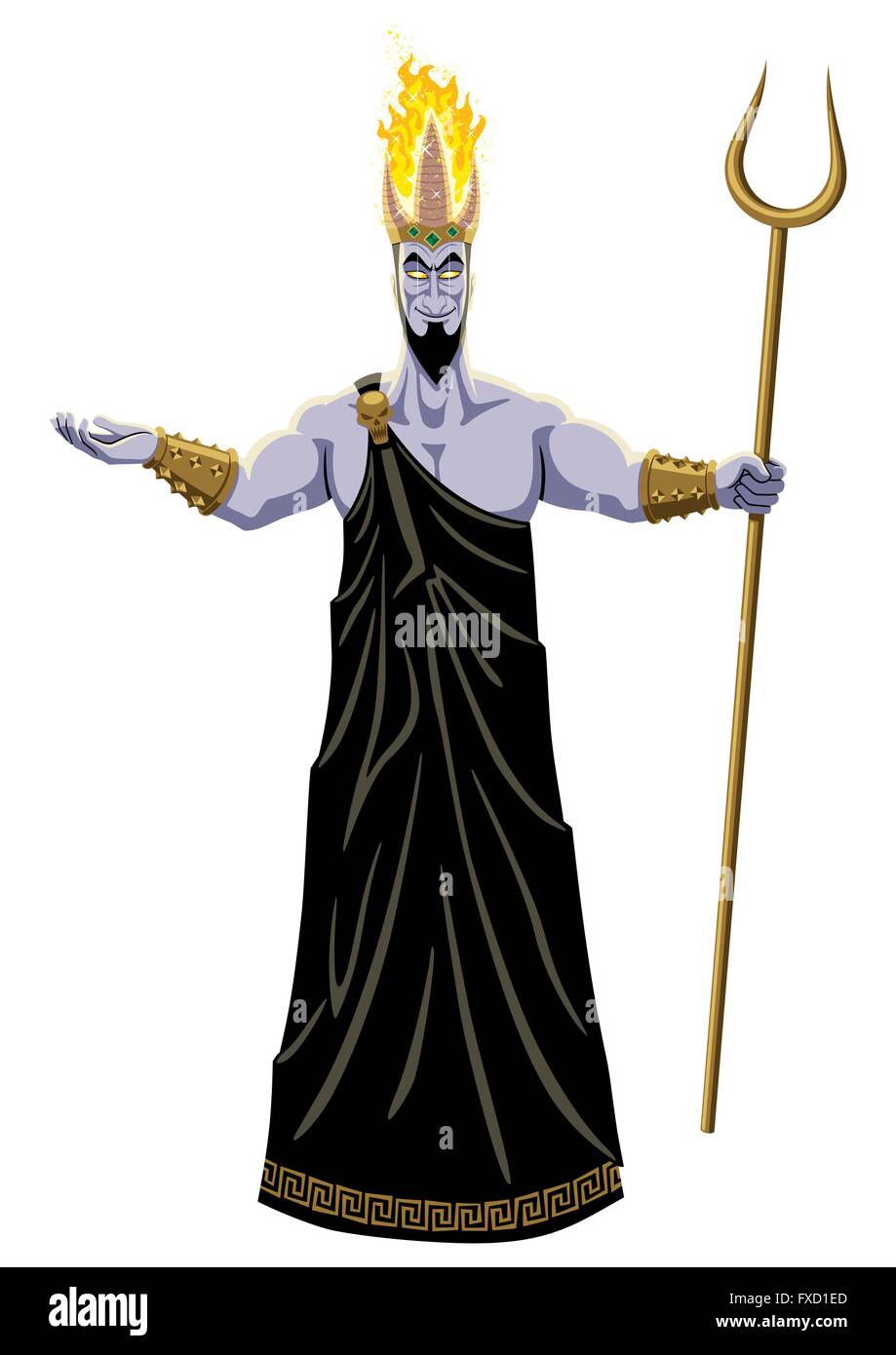 Hades, Il signore degli inferi, su sfondo bianco. Nessuna trasparenza e gradienti utilizzati. Illustrazione Vettoriale