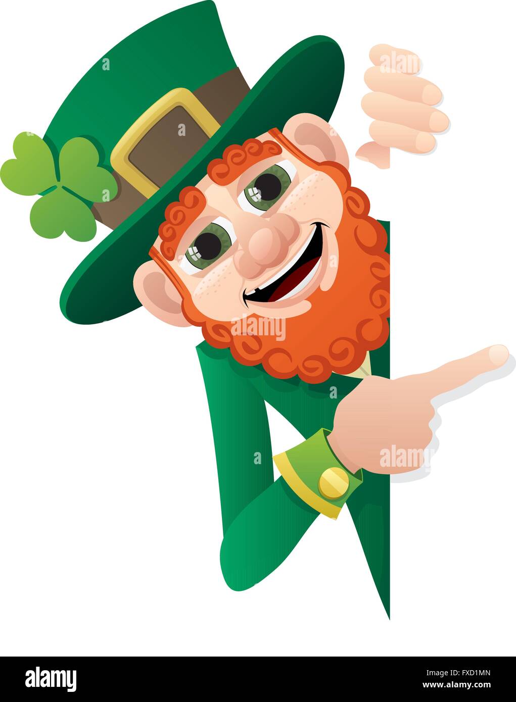 Leprechaun tenendo premuto segno di vuoto. Illustrazione Vettoriale